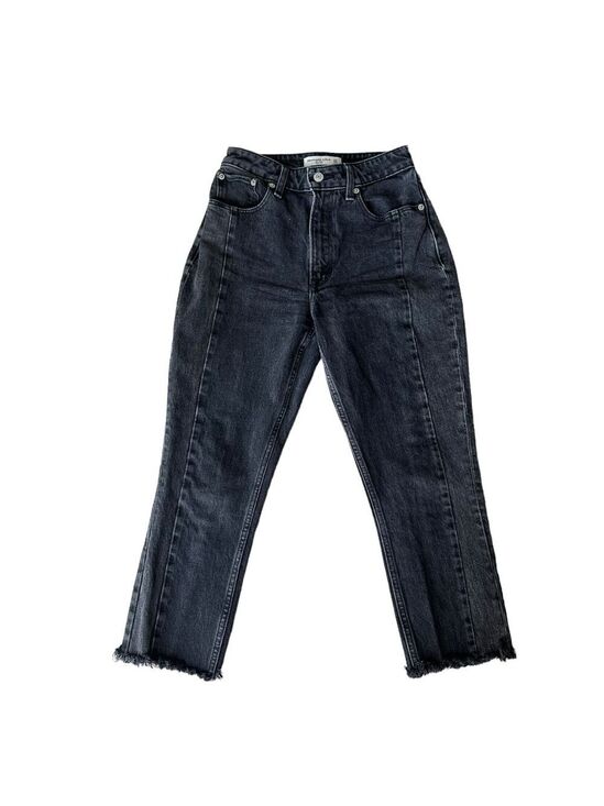 Abercrombie & Fitch Denim - Abercrombie & Fitch Curve Love The Mom High Rise Black Jeans Size 24/00 Short